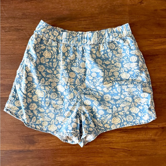 Universal Thread Shorts High Rise Shorts Floral Blue Linen Blend - Picture 1 of 2